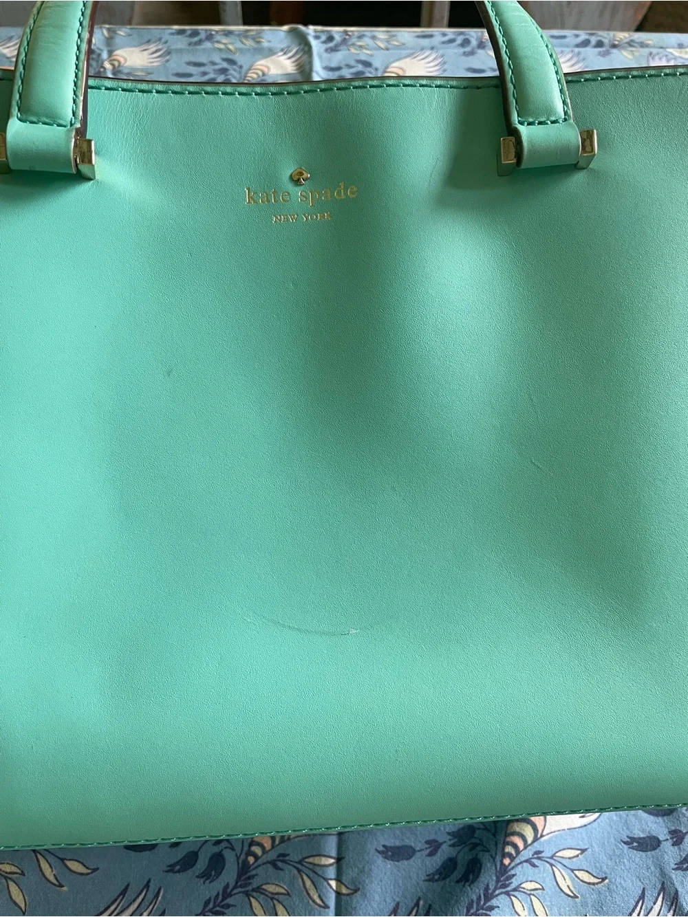 Kate Spade Y2K Turquoise Bow Bottom Leather Vintage Shoulder Bag